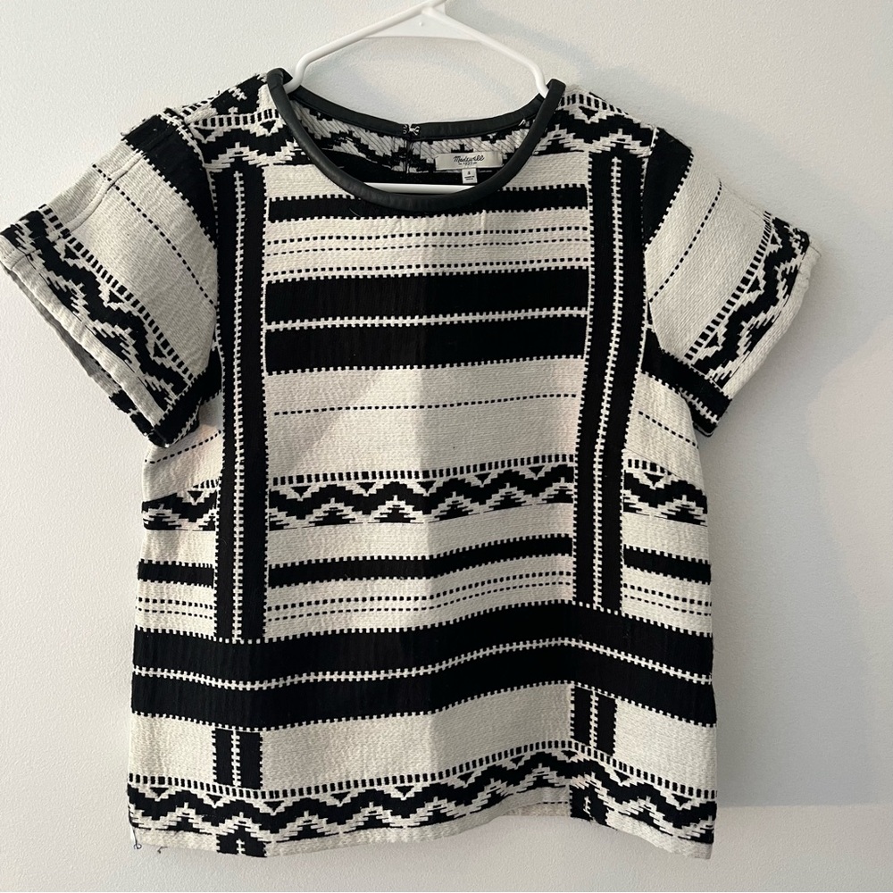 Madewell leather trimmed blouse